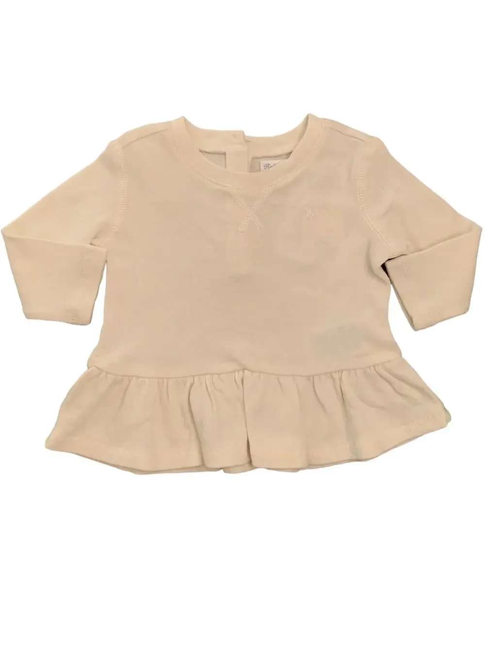 NWT! Ralph Lauren Long Sleeve Cream Shirt with Ruffle. Size 6m. *READ*